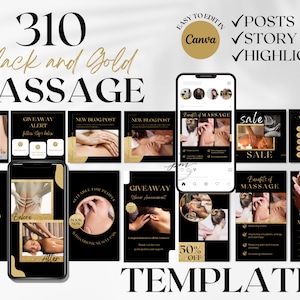 Massage Therapist Instagram Post  and Story Templates, Editable Massage Social Media Posts, Massage Instagram Highlights
