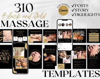 Massage Therapist Instagram Post  and Story Templates, Editable Massage Social Media Posts, Massage Instagram Highlights