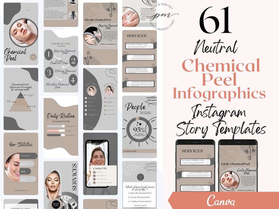 Chemical Peel Instagram Story Templates, Editable Chemical Peel Social