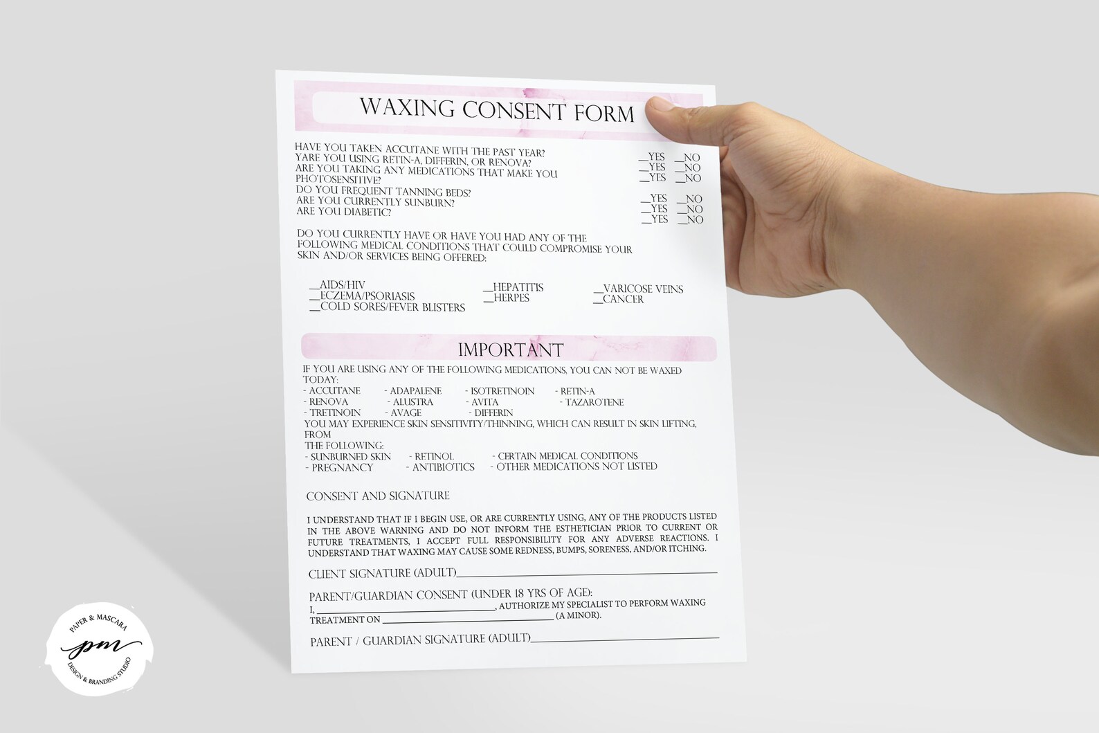 Editable Waxing Salon Business Planner Bundle Pink Marble Etsy