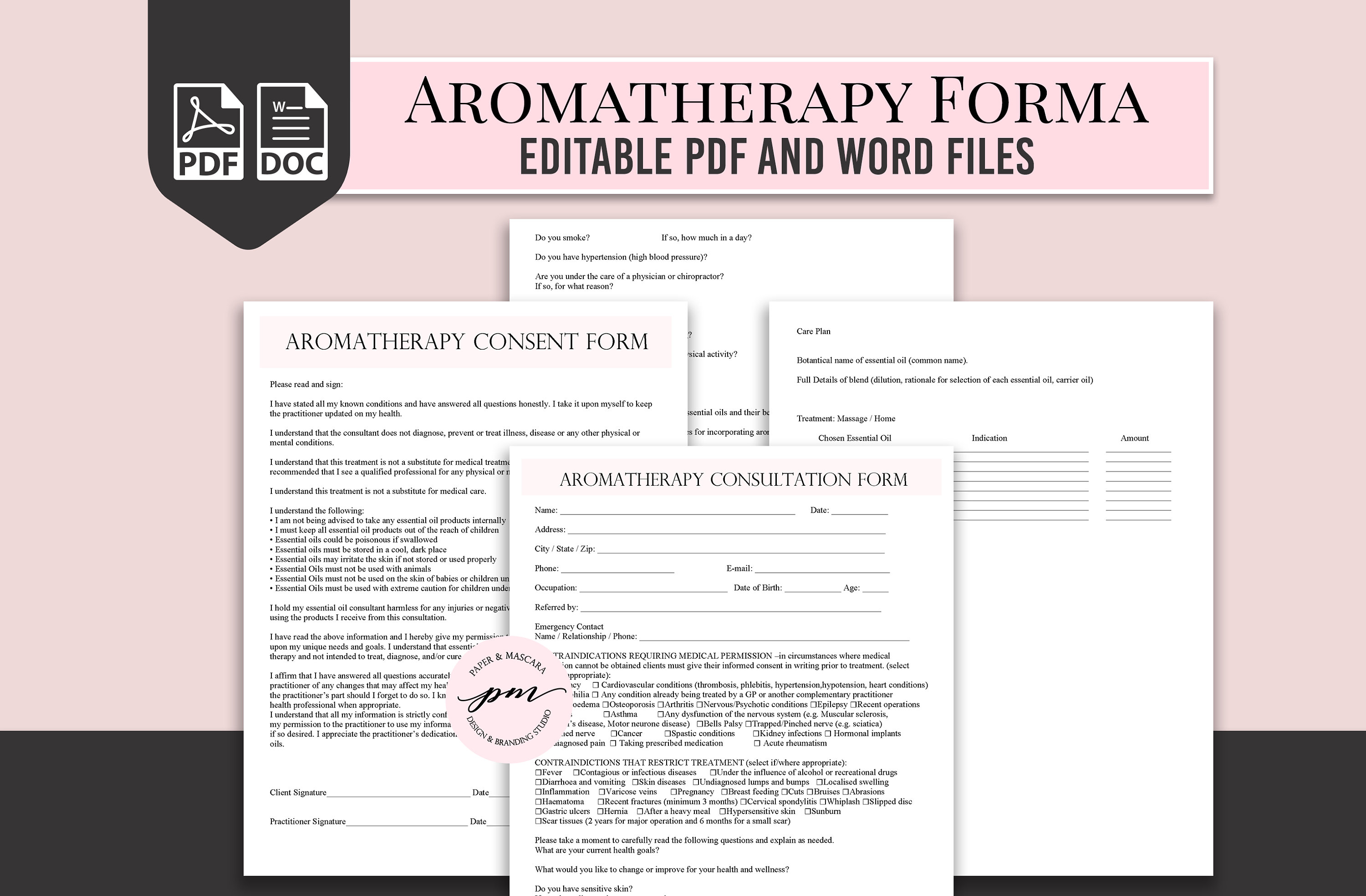 Aromatherapy Consent Form Aromatherapy Client Consultation Etsy UK