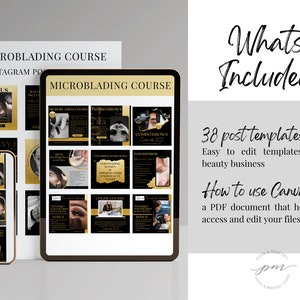 Microblading Course Instagram Post Templates, Editable Microblading ...