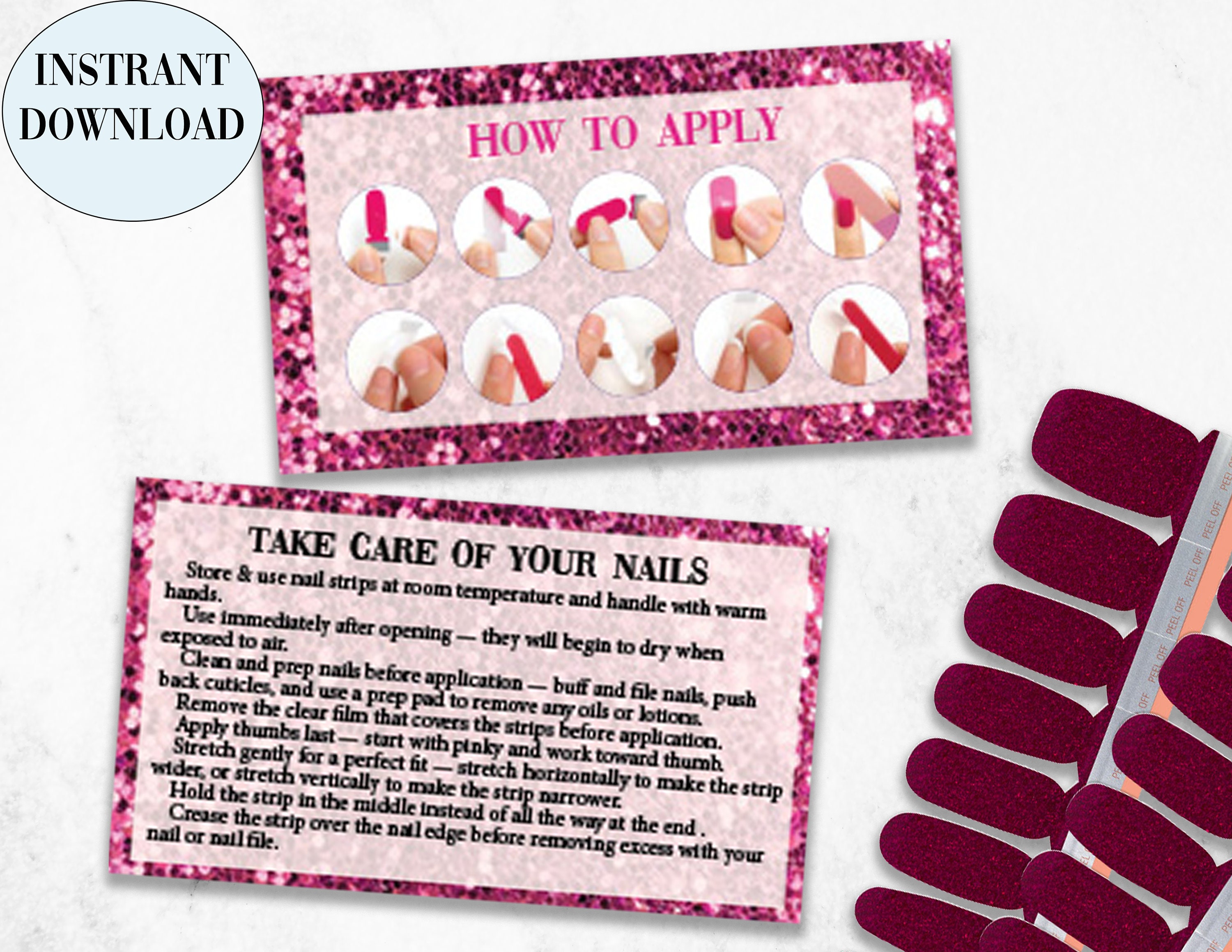 Color Street Nail Strip Application Instructions and Nail Care Etsy