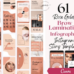 Brow Lamination Instagram Story Templates, Editable Brow Lamination Social Media Posts, Brow Lamnination Instagram Story