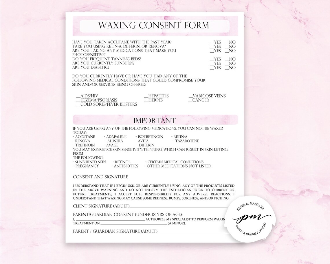Editable Waxing Salon Business Planner Bundle Pink Marble Etsy