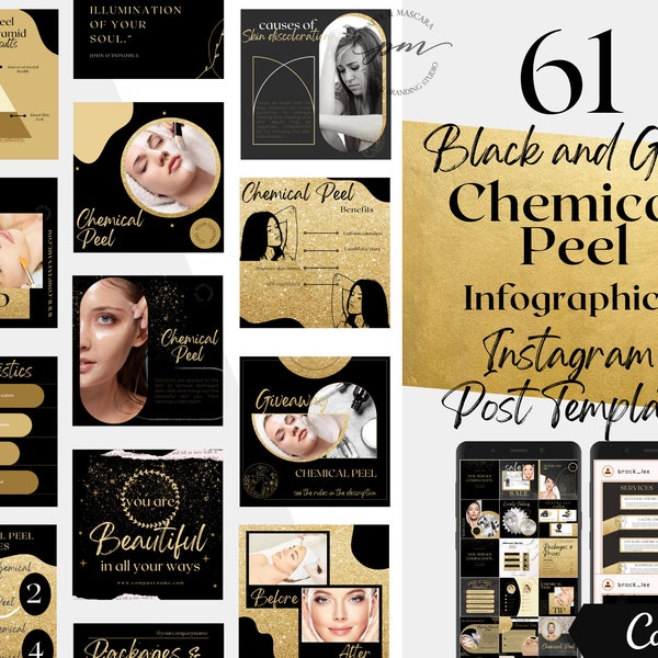 Modèles de publication Instagram Chemical Peel, publications modifiables sur les réseaux sociaux Chemical Peel, publication Instagram Chemical Peel