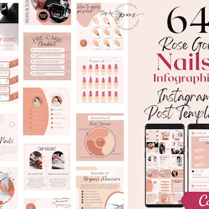 Nail Technician Instagram Post Templates, Editable Nails Social Media Posts, Nail Salon Instagram Post