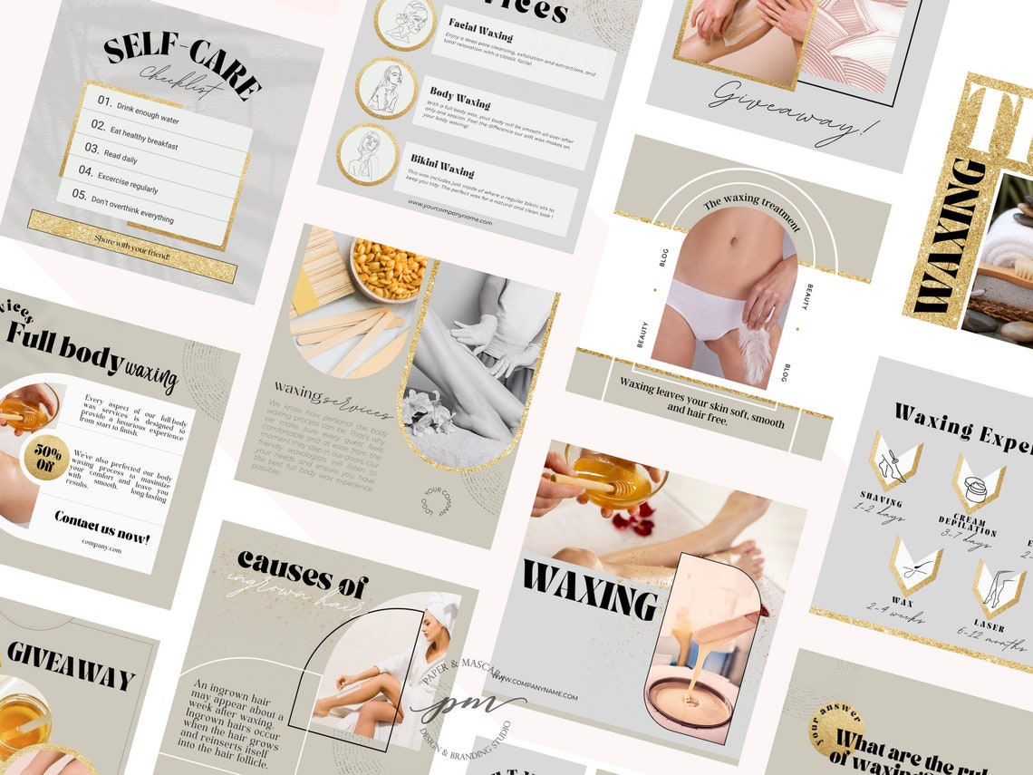 Waxing Instagram Post Templates Editable Hair Removal Social Etsy