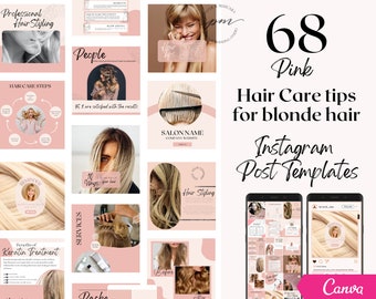Hair Care Tips for Blondes Instagram Post Templates, Editable Hair Care Tips Social Media Post, Hair Stylist Instagram Post
