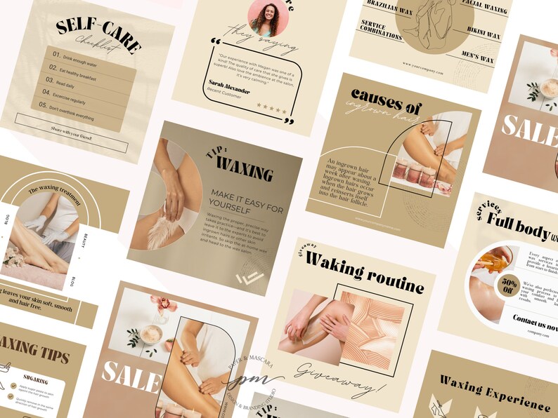 Waxing Instagram Post Templates Editable Hair Removal Social Etsy Canada