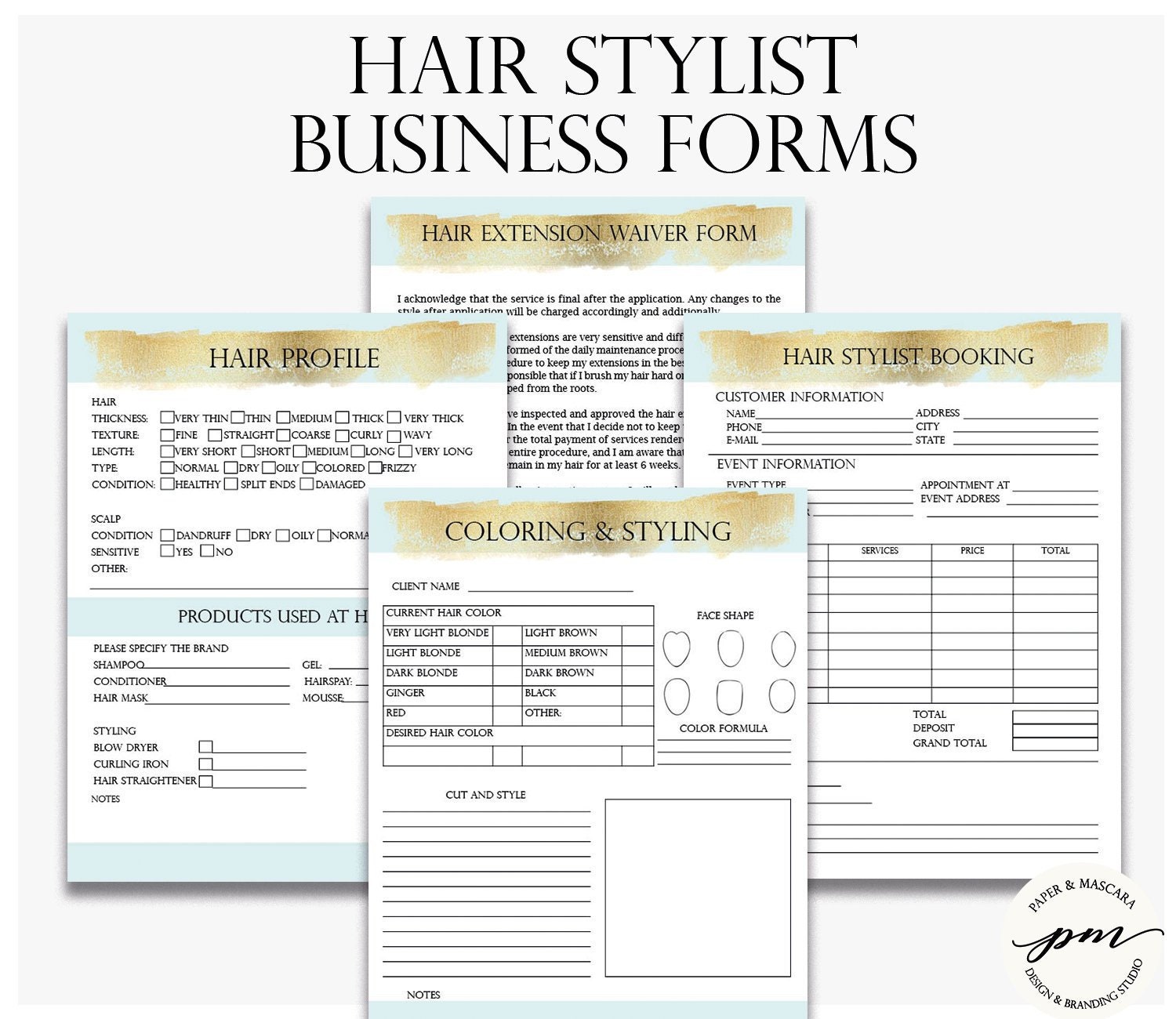 Hair Stylist Printable Business Forms Hair Stylist Client Etsy Australia