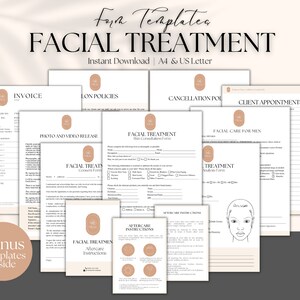 Facial Treatment Forms, Editable Esthetician Form Templates, Skincare Consent Forms, Esthetician Business, Facial Consultation Form