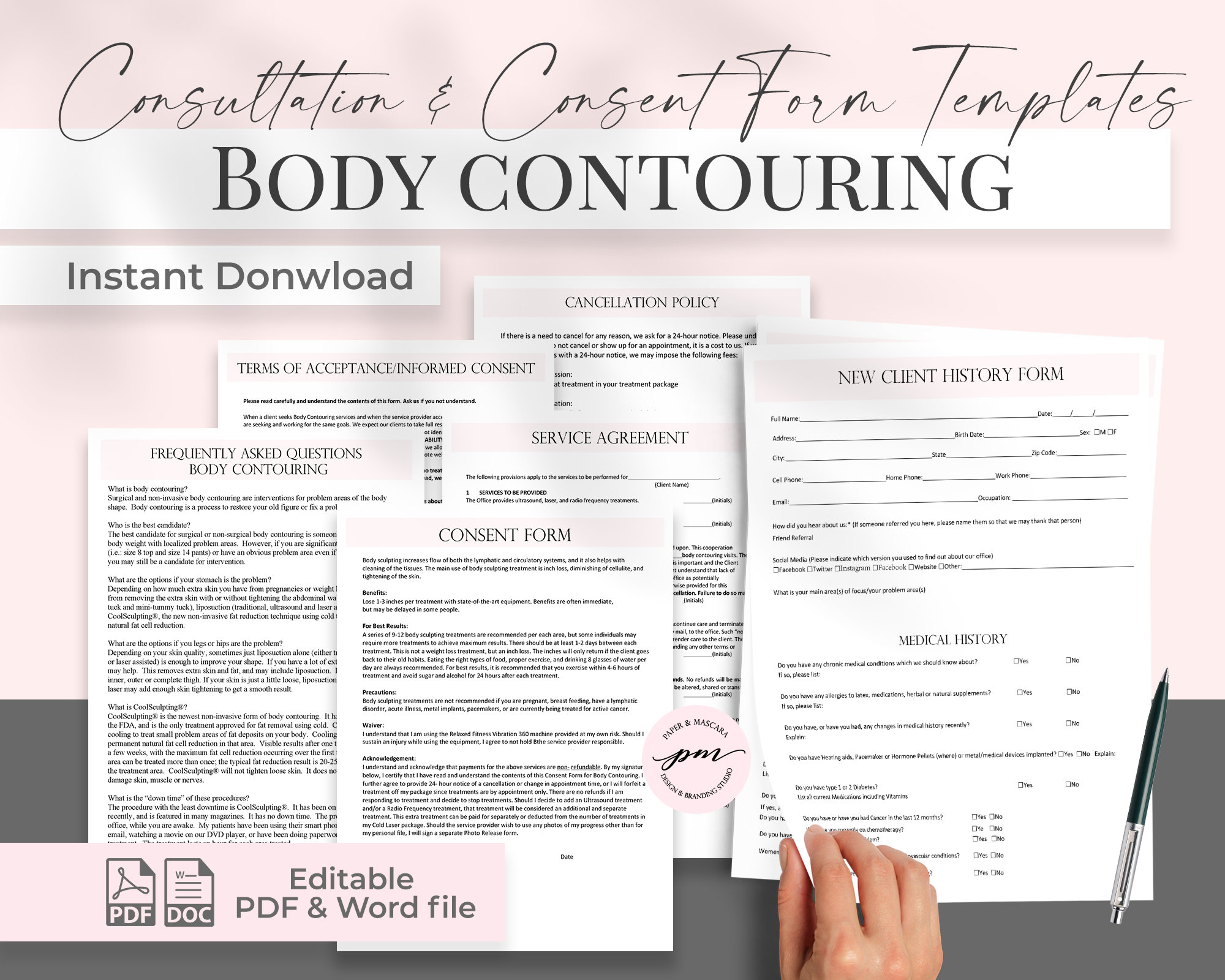 Body Contouring Client Form Template, Body Contouring Consent Forms ...