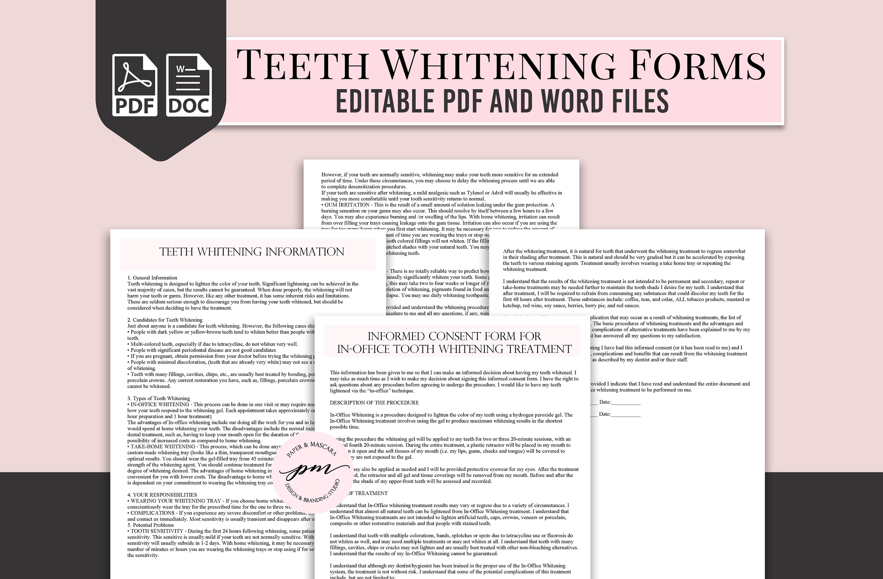 Teeth Whitening Consent Form in Office Teeth Whitening Client Etsy