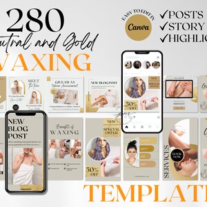 Waxing Instagram Story Templates, Editable Hair Removal Social Media Posts, Rose Gold Waxing Instagram Story Post