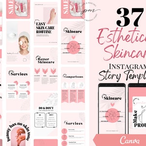 Esthetician Skincare Instagram Story Templates, Editable Skincare Social Media Story, Esthetician Instagram Story, Spa Instagram Story