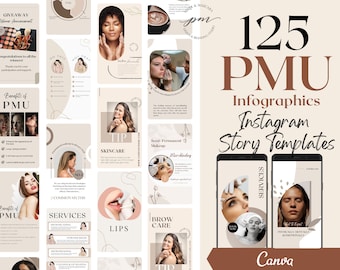 Permanent Makeup Instagram StoryTemplates, Editable PMU Social Media Posts, Microblading Instagram Post