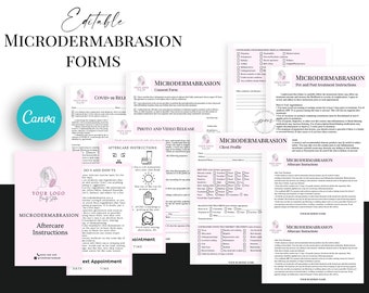 Editable Microdermabrasion Forms Template, Microdermabrasion Technician, Customizable Microdermabrasion Consent Form