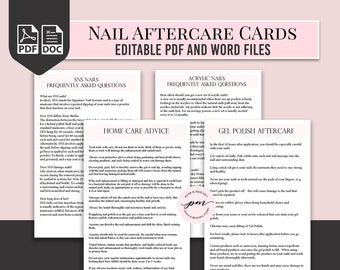 Nail Technician Aftercare Cards, Nail Artist Frequently Asked Questions Cards