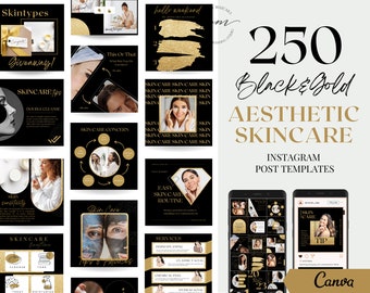 250 Instagram POST Templates for Skincare, Esthetician Skincare Instagram Post Templates, Aesthetics Social Media Post Templates