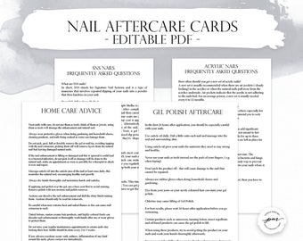 Nail Technician Aftercare Cards, Nail Artist Frequently Asked Questions Cards