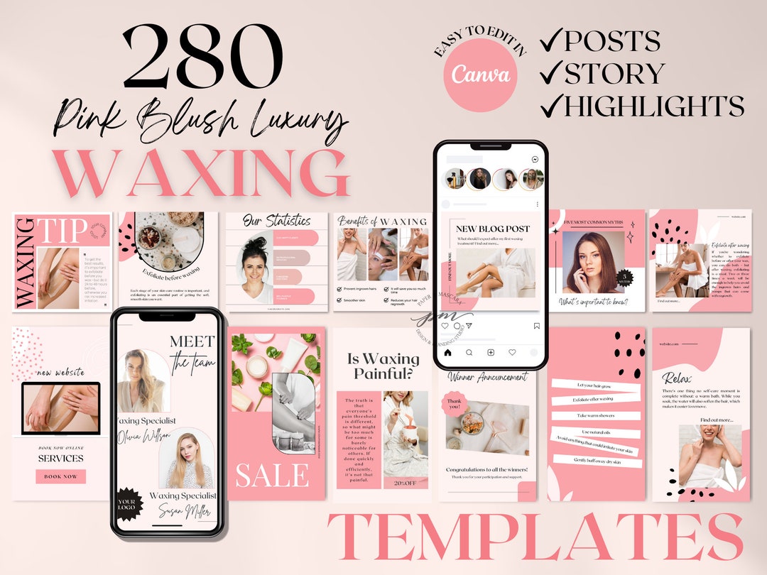 Waxing Instagram Post and Story Templates Editable Hair Etsy