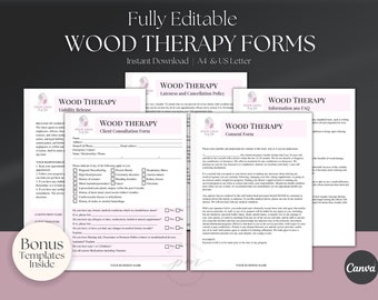 Wood Therapy Form Template, Editable Body Contouring Intake & Consent Form Templates, Body Sculpting Form