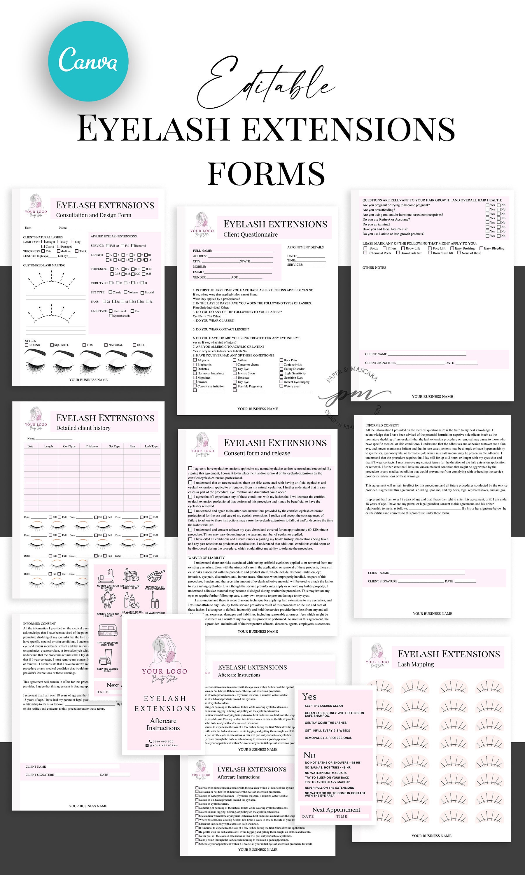 Editable Eyelash Extension Consent Forms Printable Lash | Etsy