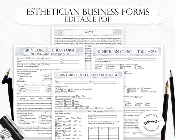 Editable Esthetician Business Plannergray Marble Skin Care Etsy