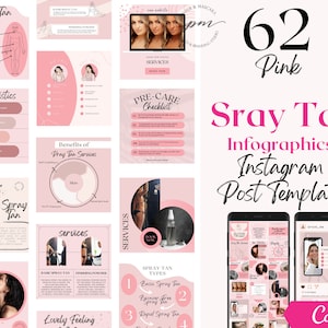 Spray Tan Instagram Post Templates, Editable Spray Tan Media Posts, Spray Tan Instagram Post Templates
