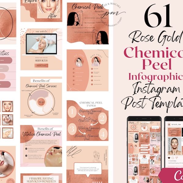 Modèles de publication Instagram Chemical Peel, publications modifiables sur les réseaux sociaux Chemical Peel, publication Instagram Chemical Peel