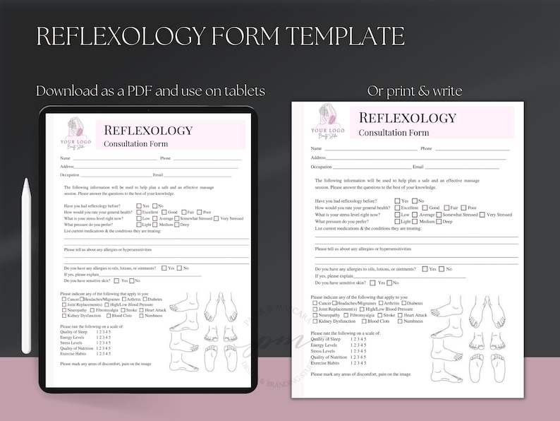 Reflexology Client Intake Form Editable Massage Consultation - Etsy Canada