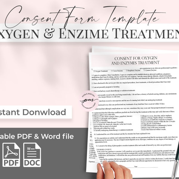 Oxygen and Enzyme Treatment Consent Form Template, Facial Treatment Consent Form Template