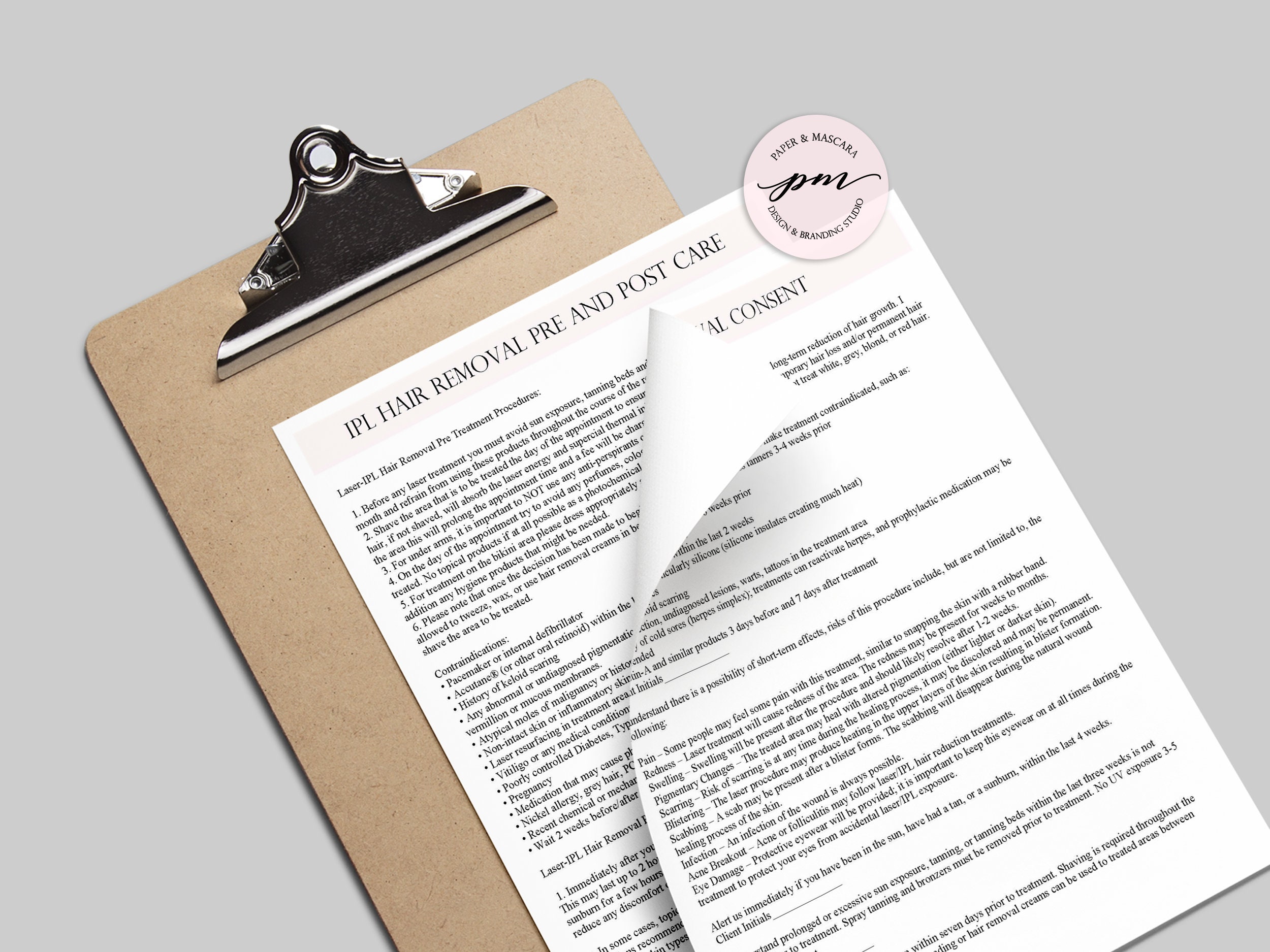 IPL Hair Removal Consent Form IPL Hair Removal Aftercare Etsy