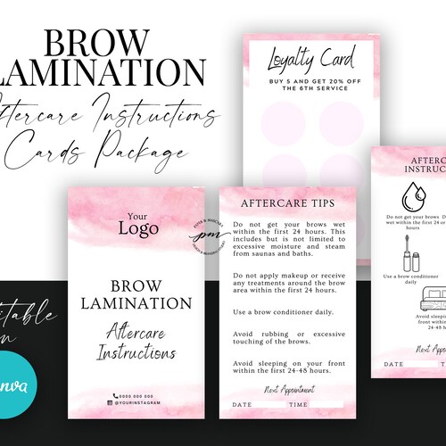 Brow Lamination Aftercare Instructions Template Brow Etsy