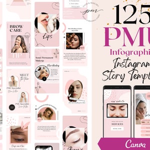 Permanent Makeup Instagram StoryTemplates, Editable PMU Social Media Posts, Microblading Instagram Post