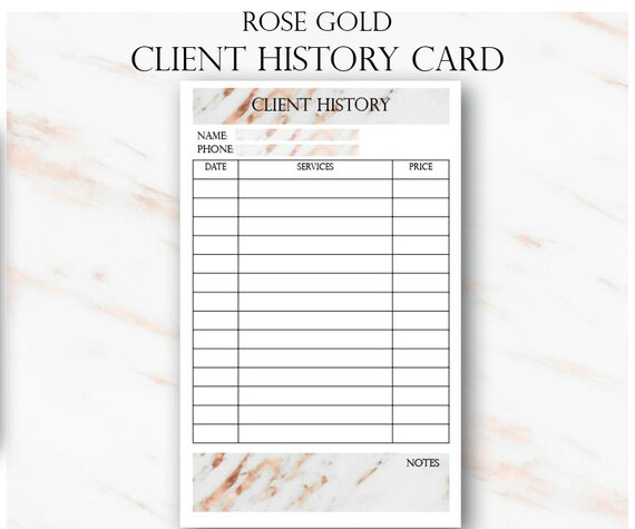 Rose Gold Client History Cards Salon Client History Cards Etsy