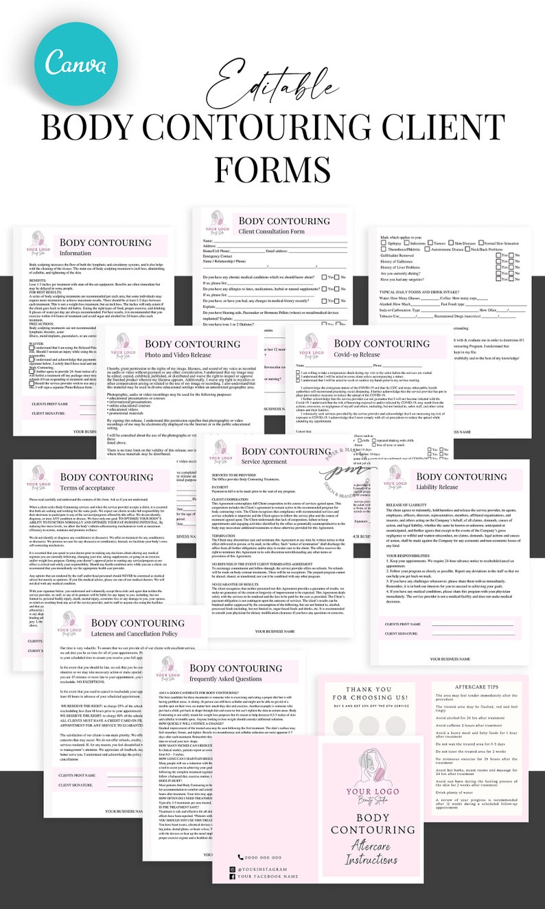 Editable Body Contouring Client Form Templates Body Etsy UK