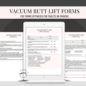 Formulaires de lifting des fesses sous vide, formulaires de consentement pour le remodelage du corps, formulaires de services de sculpture corporelle de thérapie sous vide