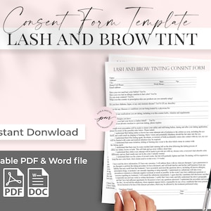 Lash and Brow Tinting Form Template, Lash Tinting Consent Form Template, Esthetician Forms