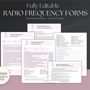 Modèle de formulaire radiofréquence, modèles modifiables de formulaire d'admission et de consentement du client par radiofréquence, formulaires de consentement pour le remodelage du corps