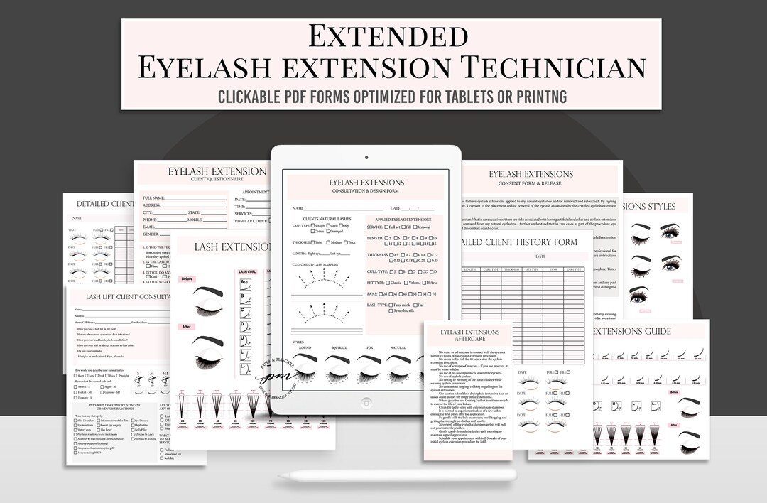 Eyelash Extensions Technician Forms, Lash Consultation Forms, Clickable ...