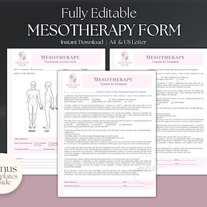 Editable Mesotherapy Consultation Form Template, Mesotherapy Consent Form Template