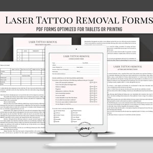 Laser Tattoo Removal Consent Form for Tablets, iPad Laser Tattoo Removal Client Form, Laser Aftercare Instructions