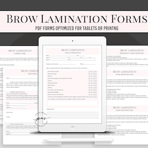 Formulaire de stratification des sourcils pour comprimés, formulaire de consentement à la stratification des sourcils, formulaires d'esthéticienne
