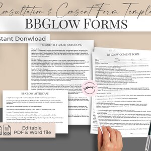 BB Glow Consent Form Template, BBGlow Aftercare Instructions template, Permanent Makeup Form Template