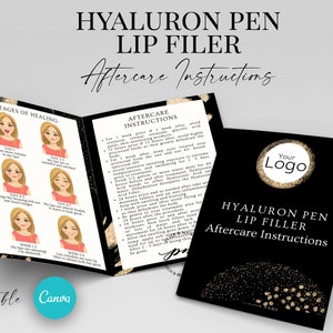 Carte de suivi de stylo d'acide hyaluronique modifiable, modèle de carte de suivi de remplisseur de lèvres, modèle Canva modifiable