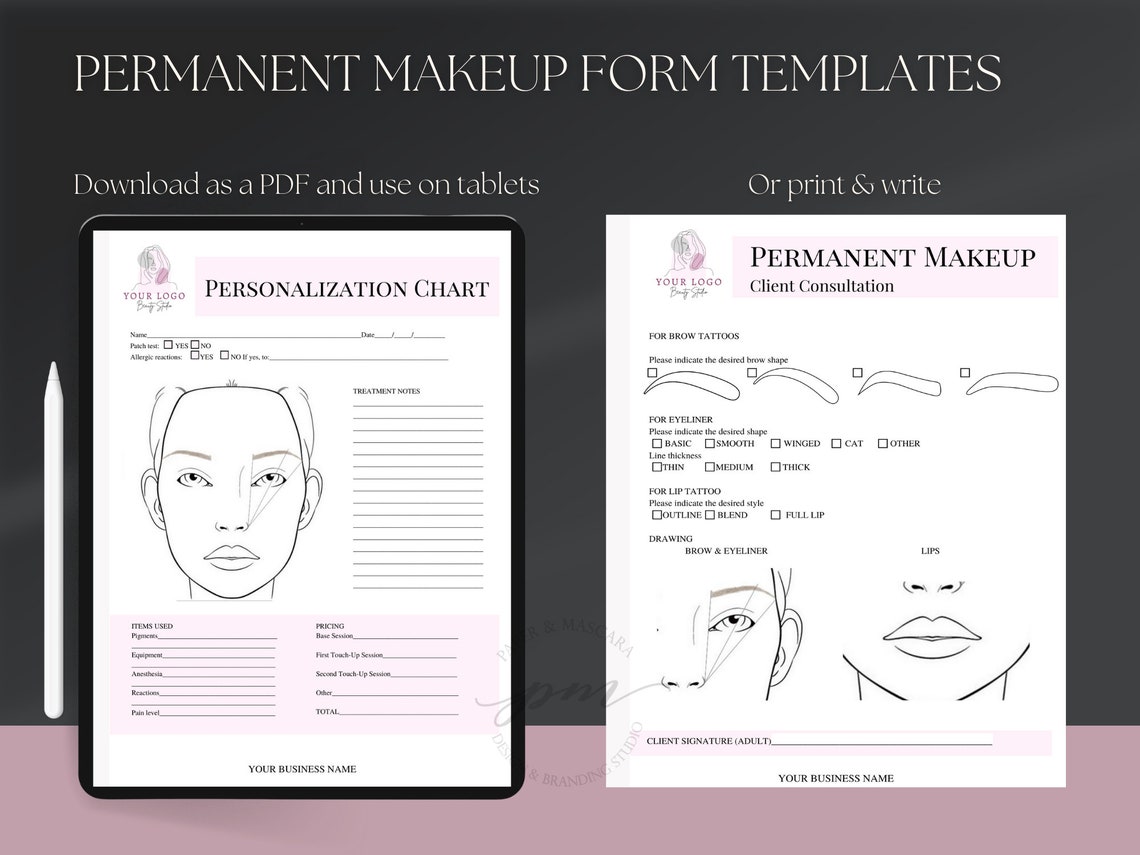 Editable Permanent Makeup Consent and Client Consultation Form Template ...