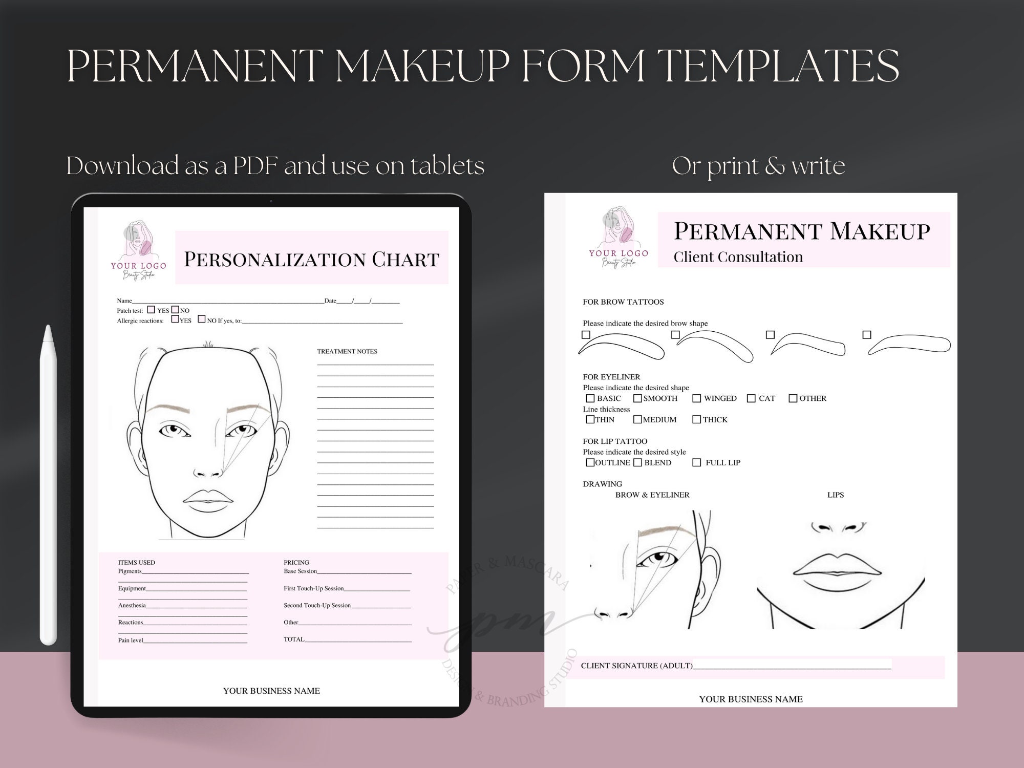 Editable Permanent Makeup Consent and Client Consultation Form Template ...