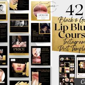 Lip Blush Course Instagram Post Templates, Editable Permanent Makeup Social Media Posts, Lip Blush Training Instagram Post